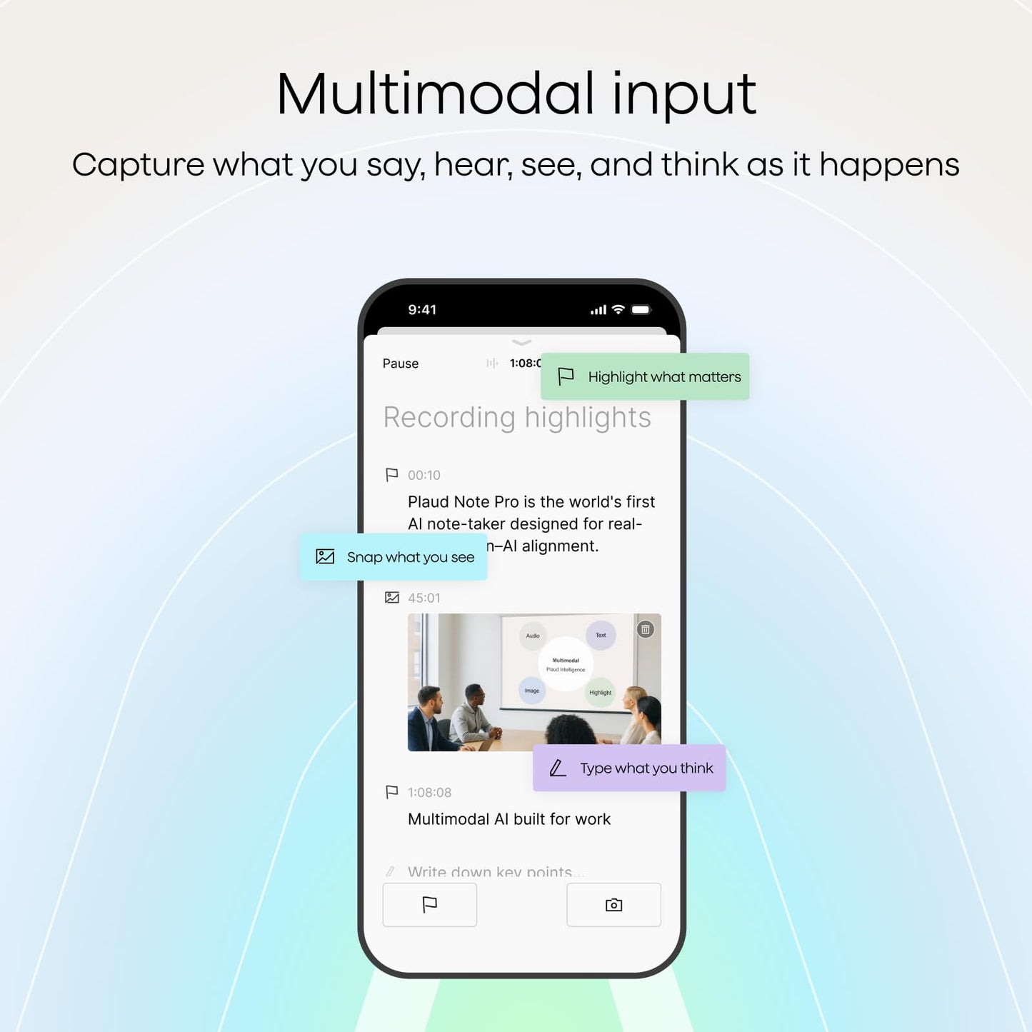 Plaud NotePin S AI Voice Recorder, Wearable AI Notetaker, AI Transcribe & Summarize, Support 112 Languages, 64GB Audio Recorder for Meetings Interviews, Professionals, Teams, with 4 Accessories