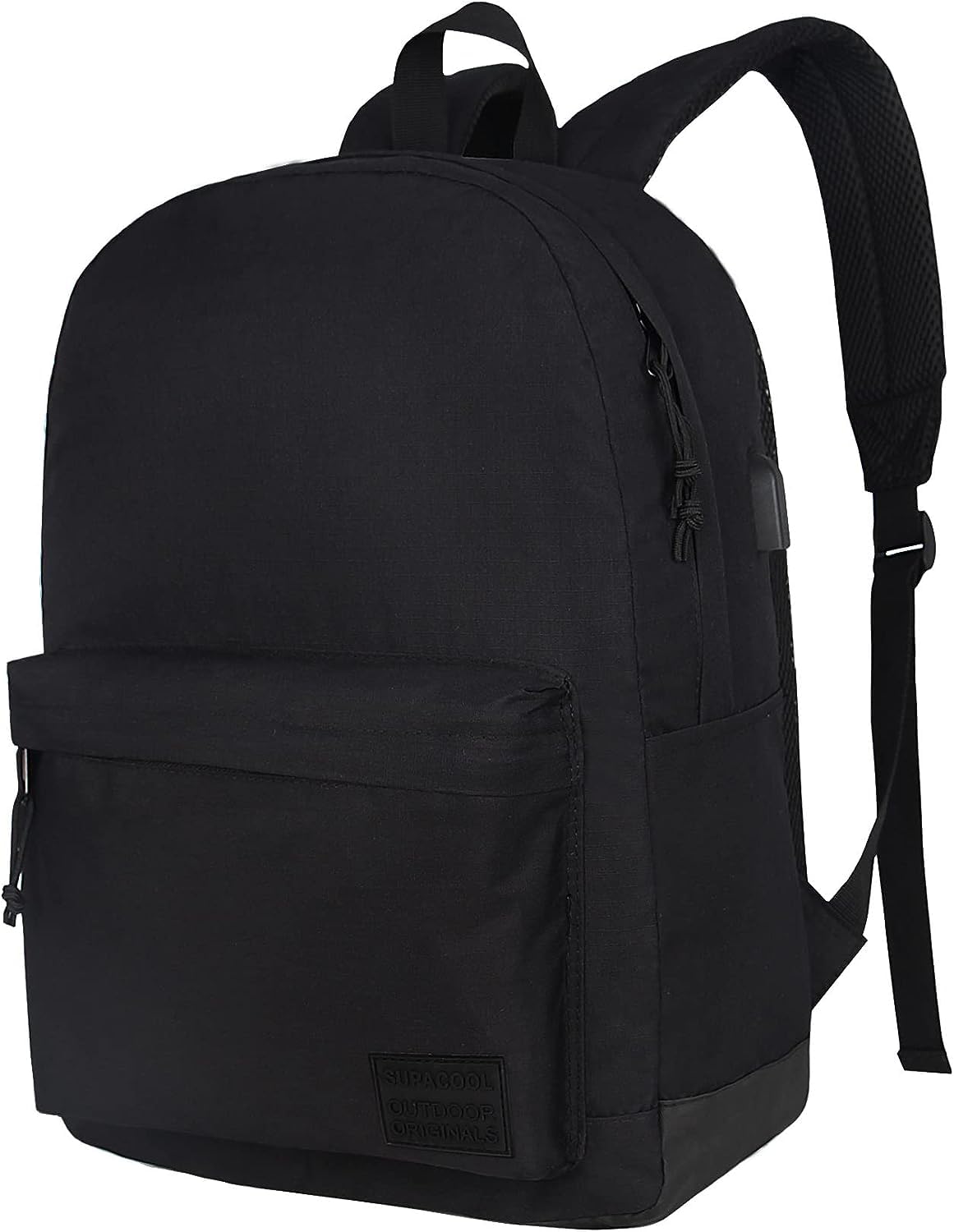SUPACOOL Casual Laptop Backpack for Men and Women, Work backpack, Black Backpacks, College School Backpack for Boys and Girls, Lightweight Travel Back Pack(Black)