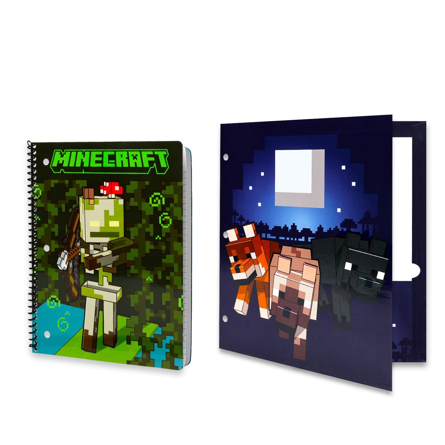 Minecraft Back to School Value Pack Set - Minecraft Folder, Notebook, Erasers, Stickers, and More | Video Game School Supplies Bundle