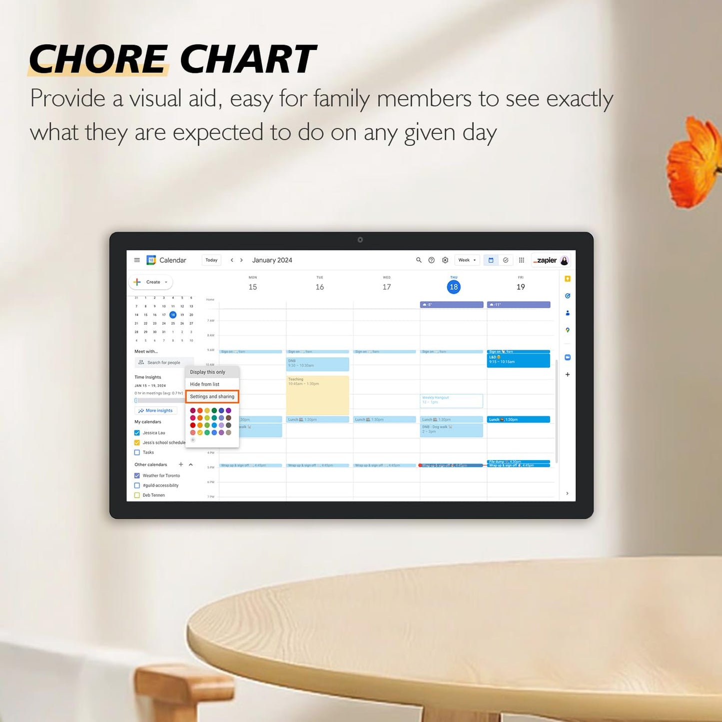 TouchWo 27 inches Touchscreen Digital Calendar & Wall Planners, Smart Whiteboard Calendar for Chore Chart & Work Schedule, Built in Speakers and Camera, Include Wall Mount & Desk Stand