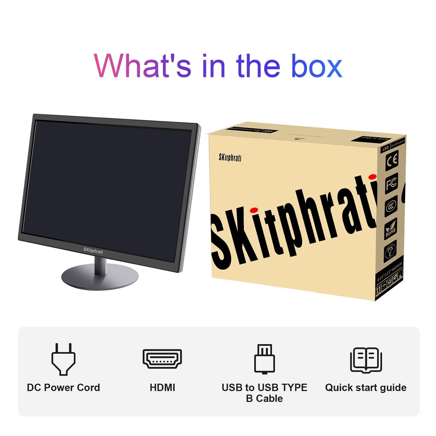 SKitphrati 18.5 Inch Touchscreen Monitor HD 1366x768, VESA Wall Mountable, 10-Points Computer Touch Screen PC Display with Type-B HDMI VGA Port, 75Hz Desktop Touch Display, Black