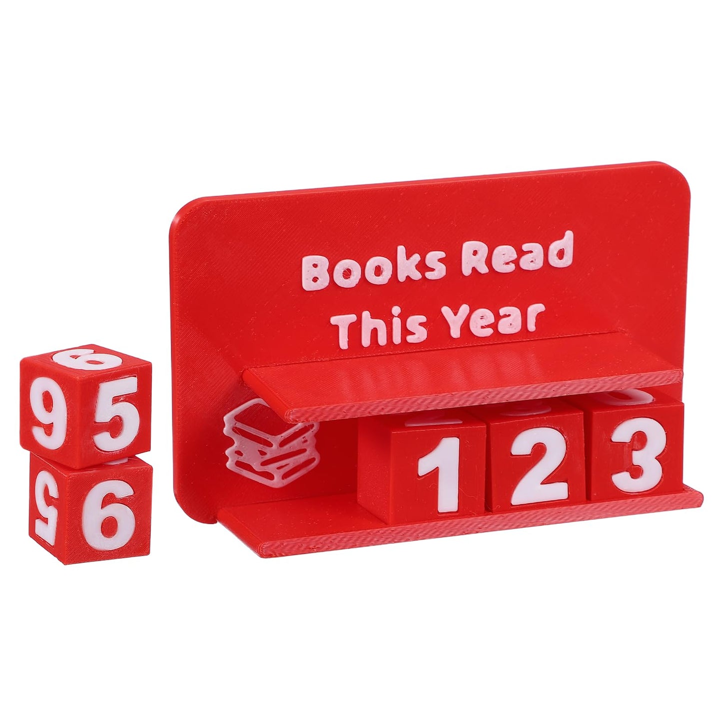PATIKIL Books Read This Year Tracker, 3D Reading Challenge Counter Sign Library Bookshelf Decor Reading Challenge Number Up to 999 Books Gift for Reader Book Lovers Teachers, Red