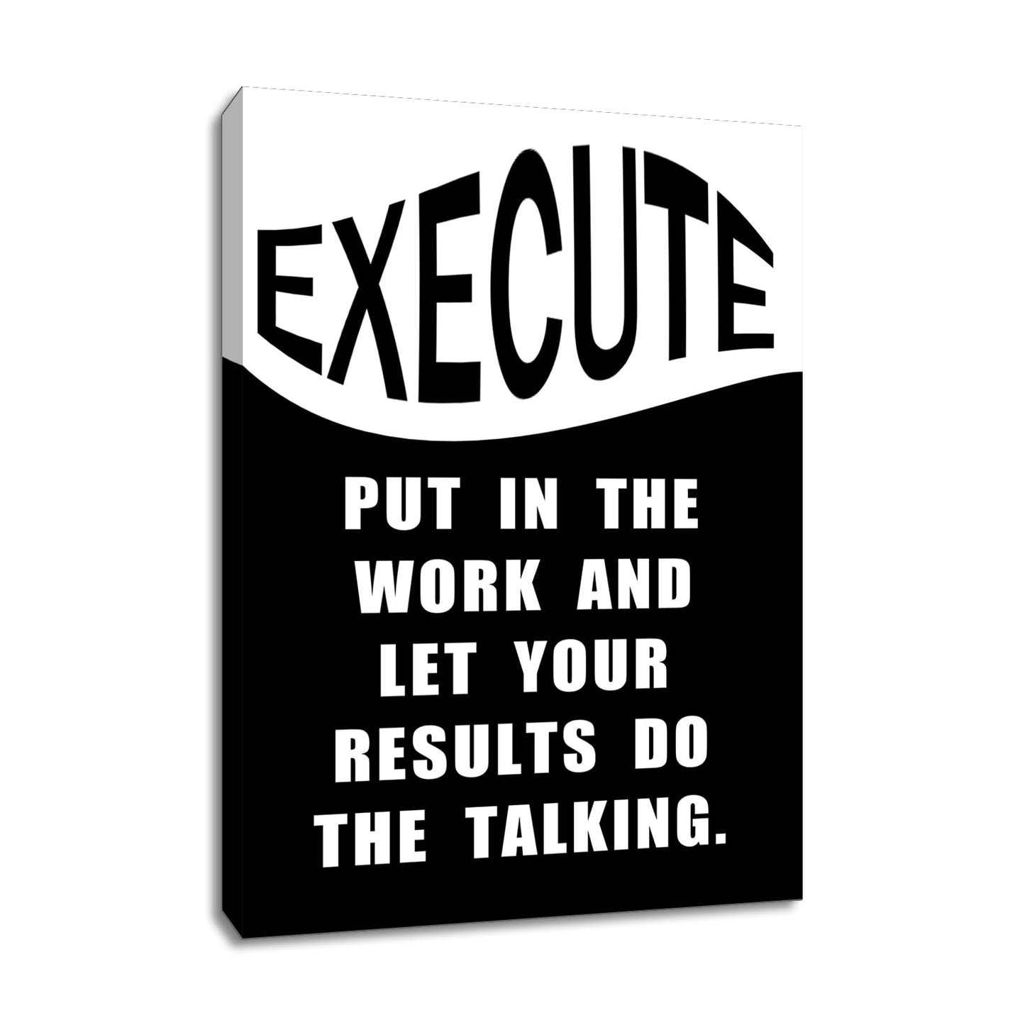 Motivational Canvas Wall Art Execute Entrepreneur Quotes Poster Print Inspirational Pictures Painting for Office Class Room School Wall Decoration Stretched and Framed [18''Wx24''H]