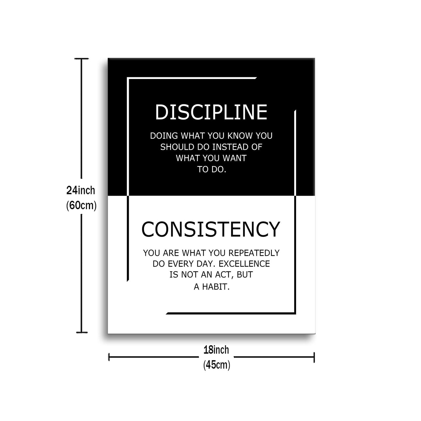 Inspirational Canvas Wall Art Discipline Consistency Success Quote Office Decor Painting Pictures Motivational Poster Prints Artwork for Modern Home Living Room Stretched and Framed [18''Wx 24''H]