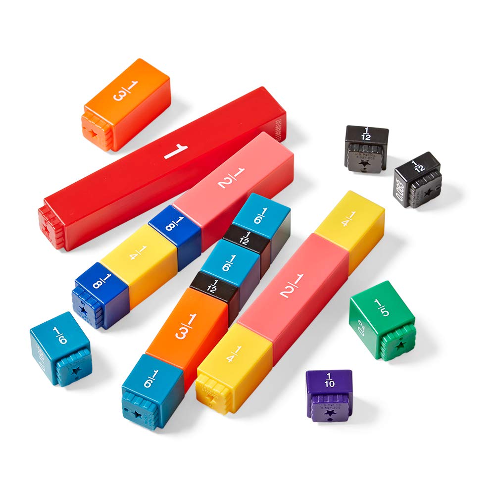 hand2mind Rainbow Fraction Tower Equivalency Cubes, Decimal Fraction Equivalency, Math Blocks, Montessori Math Rods, Fraction Manipulatives, Classroom Manipulatives for Elementary School (51 Pieces)