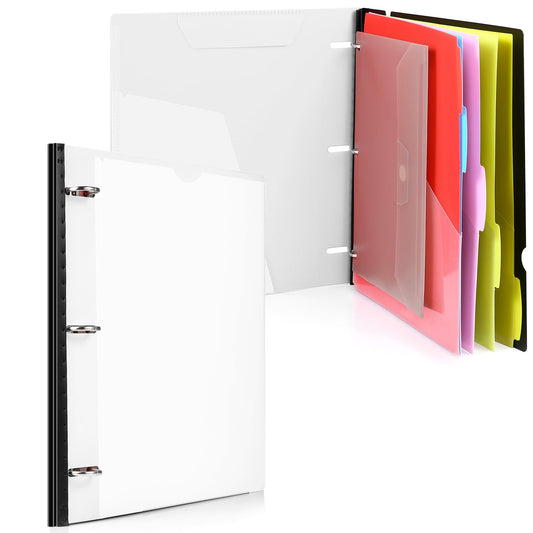 WOT I Telescoping Project Organizer, Refillable 3 Ring Binder with Dividers and Pockets, 13 Pocket Folders, 1 Inch 3 Rings, White