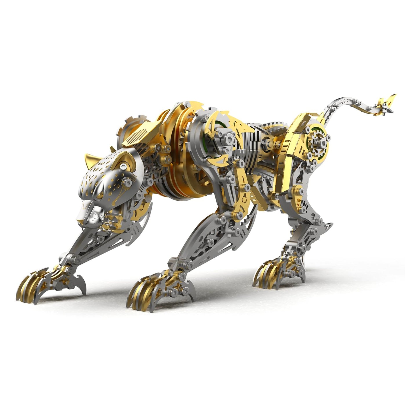 3D Metal Puzzle for Adults, 506Pcs Steampunk Mechanical Leopard Model Kits to Build, DIY Creative Art Desktop Ornament for Home Office Decor (Gold)