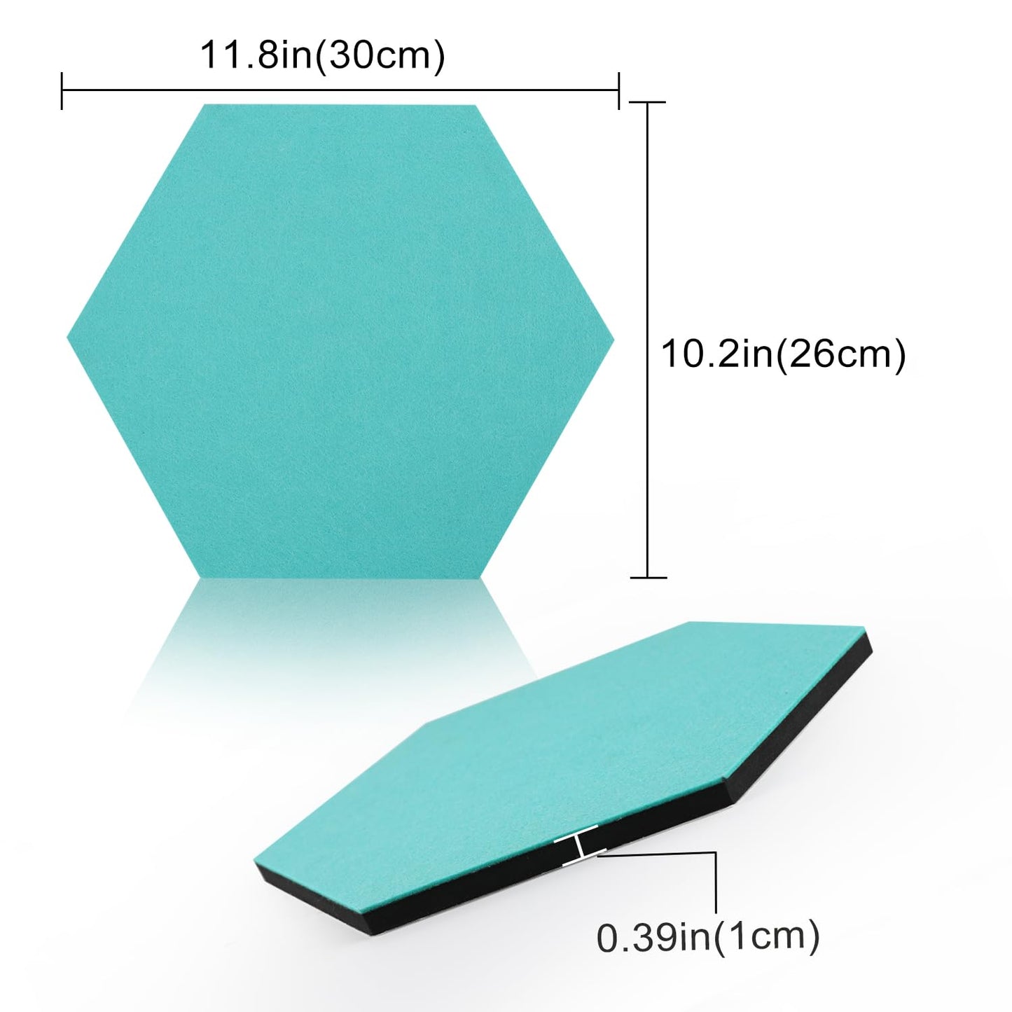 SEG Direct Hexagon Felt Cork Board Tiles, Large Hexagon Felt Bulletin Board Tiles Self Adhesive Picture Board, Memo Notice Tiles Pin Board for Walls Office, 11.8" x 10.2", 5PCS(Green Series)