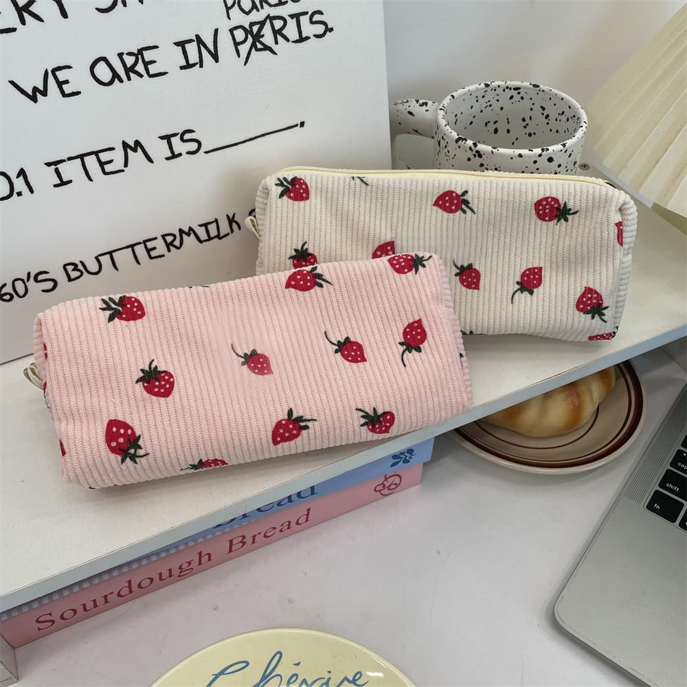 Cute Pencil Case Aesthetic Student Pencil Pouch Coin Pen Pouch Cosmetic Bag Office Stationery Organizer For Kids Teen School (Flowers-M)