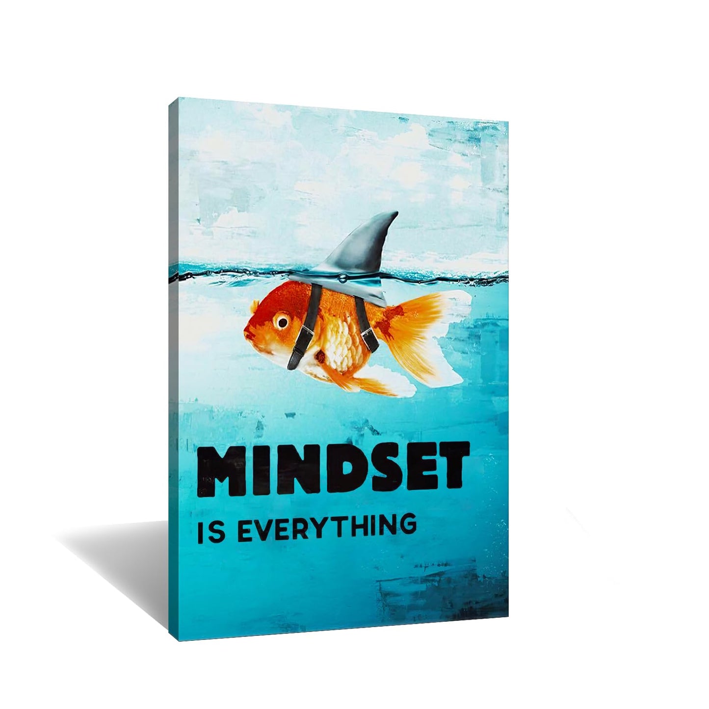 Mindset is Everything Canvas Wall Art Motivational Painting Inspirational Entrepreneur Quotes Picture Poster Print Artwork for Bedroom Office Home Decor Framed Ready to Hang [12''W x 18''H]