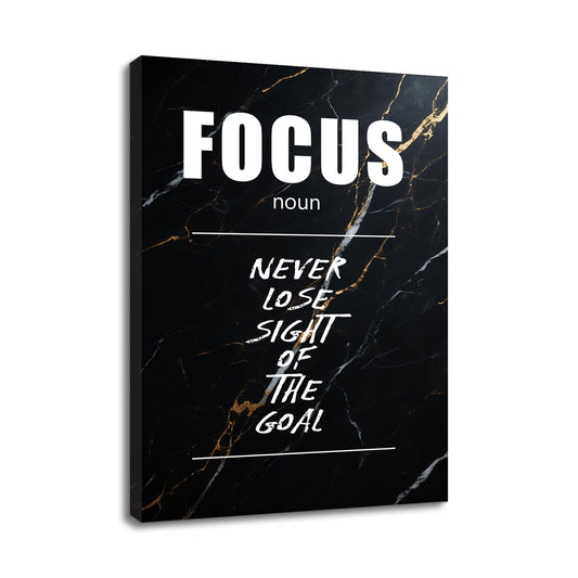Motivational Canvas Wall Art Focus Noun Entrepreneur Quotes Poster Print Inspirational Pictures Painting for Office Class Room School Wall Decoration Stretched and Framed [18''Wx24''H]