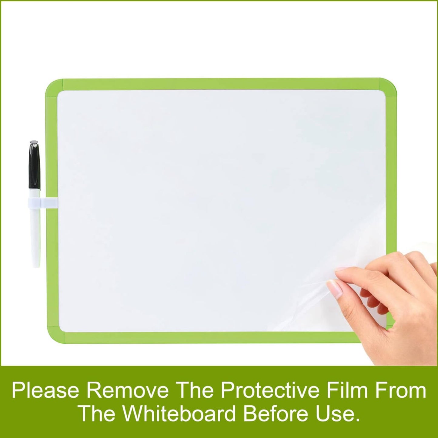 MXG Double Sided White Board Dry Erase, 12x16 Inch Green Frame Small Whiteboard with Markers & Eraser, for Desk, Wall, Fridge, Portable Mini White Board for Coaches, Students, Kitchen