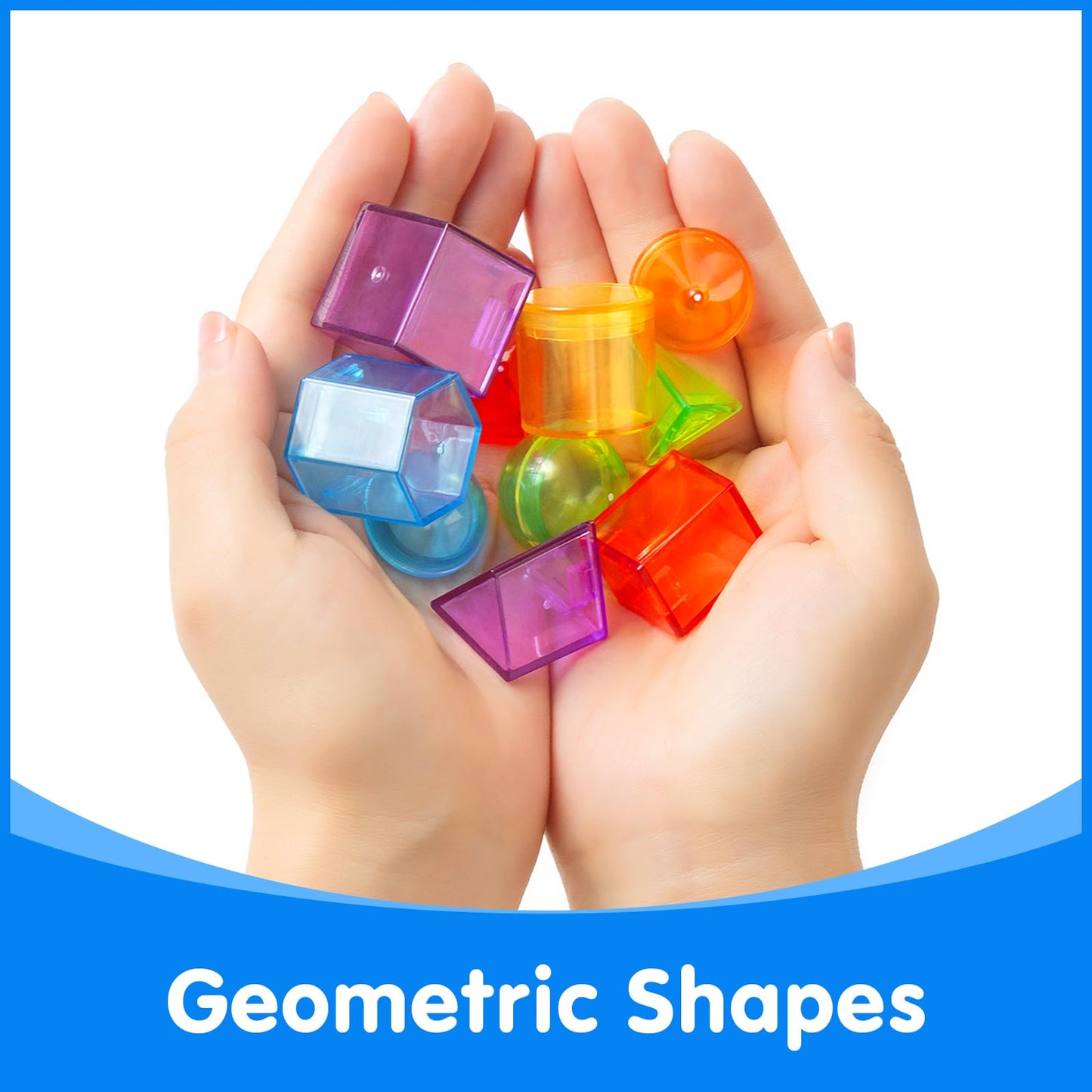 Odoorgames 60 Pcs 3D Shapes for Teaching - Light Table Manipulatives - Geometric Shapes for Classroom