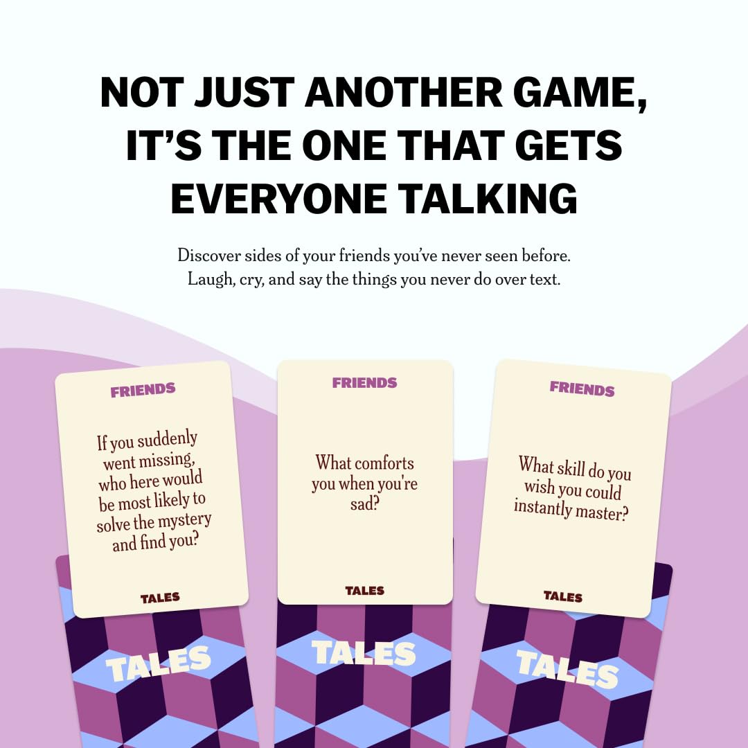 TALES 150 Conversation Cards, Friends Edition, Fun Friend Games for Adults, Teens, Kids, Perfect for Parties, Game Nights, Gifts & Gatherings, Conversations with Friends, Meaningful Connections