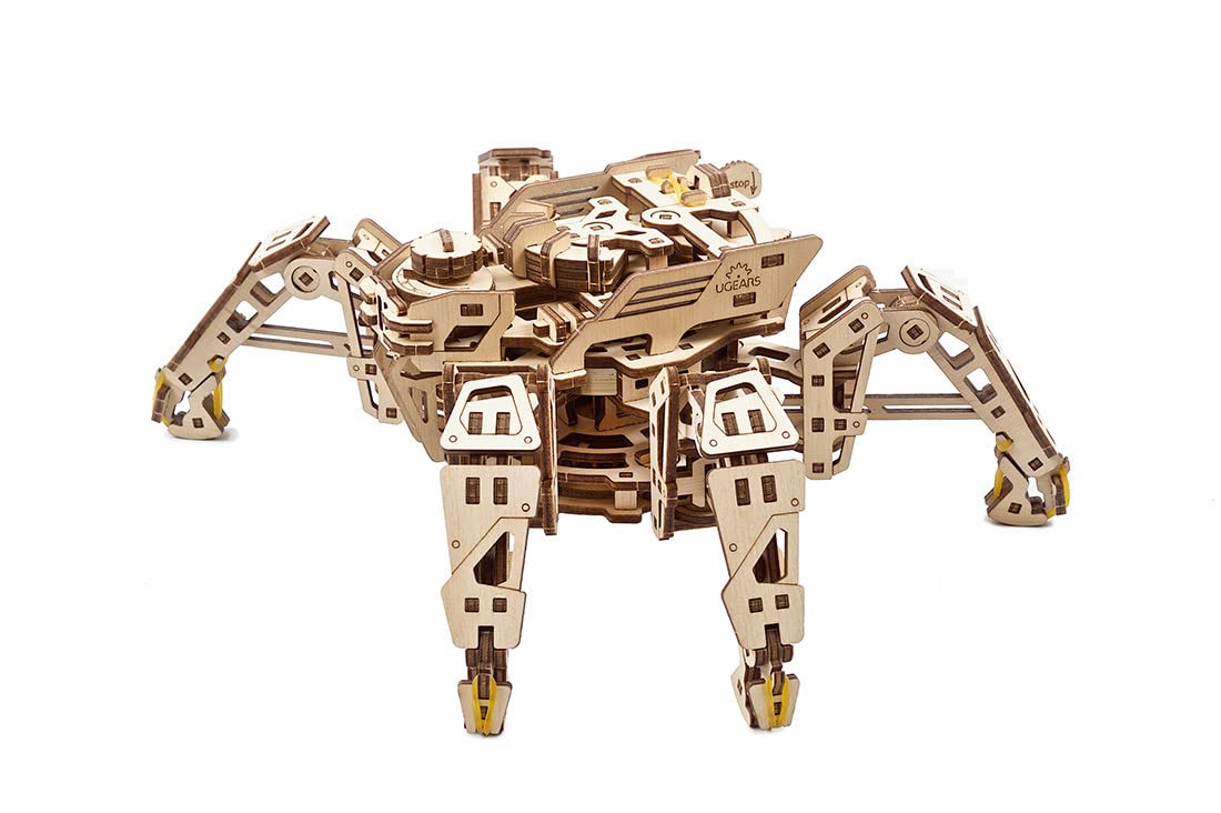 UGEARS Hexapod Explorer 3D Puzzle - Walking Robot Wooden Model Kits for Adults to Build - Self-Propelled 6-Legged Mechanical Crawler Craft Kit - 3D Wooden Puzzles for Adults