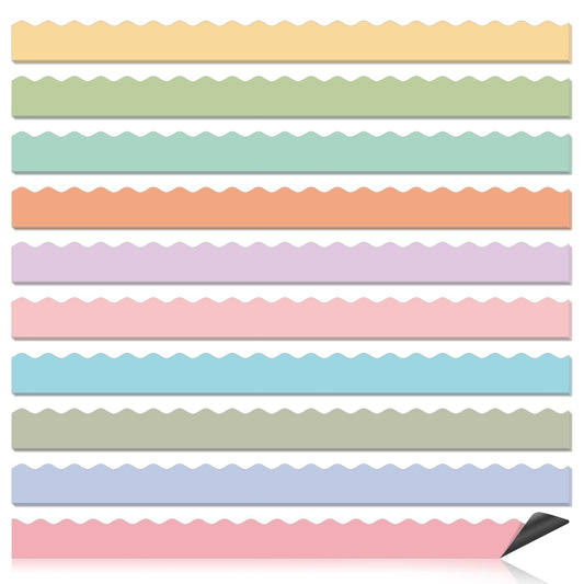 30 Pcs Magnetic Borders for Classroom Whiteboard - Pastel Magnetic Bulletin Board Border Set - Light Scalloped Chalkboard Border Strips for Teachers, Parents, DIY Home,School & Office Decoration