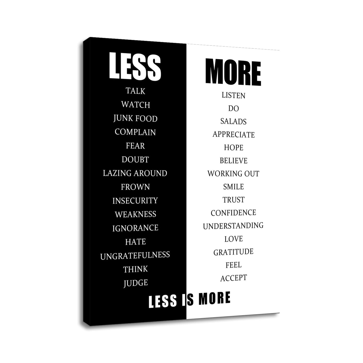 Inspirational Canvas Wall Art Less is More Motivationall Poster Print Positive Quotes Pictures Painting Artwork for Home Office Bedroom Living Room Wall Decor Ready to Hang [18''Wx24''H]