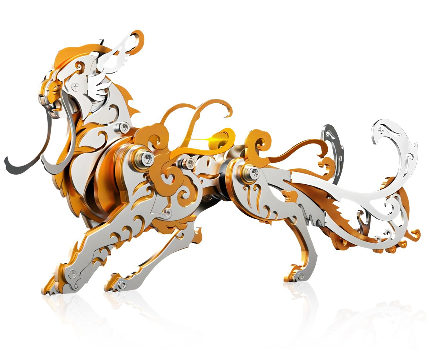 3D Metal Puzzles,3D Metal Puzzle for Adults,Mechanical Model Kit Orange Lu Wu,Steel 3D Puzzles Stainless Steel Ornaments for Adults Home Decor Art Craft Gifts Toys