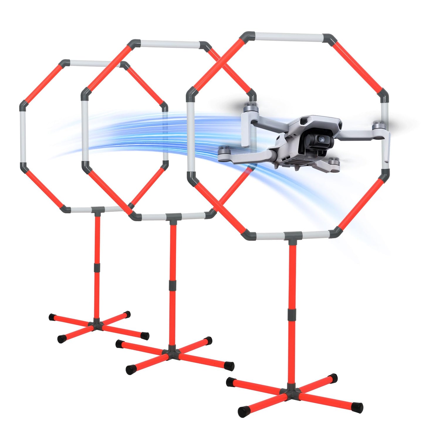 Drone Obstacle Course Kit, 3 Sets of 27” Hoop Size - Large-sized Loop for RC FPV Drone Beginners, Reducing The Risk of Collision, Portable Game Loop Gate System with Separate Storage Bag