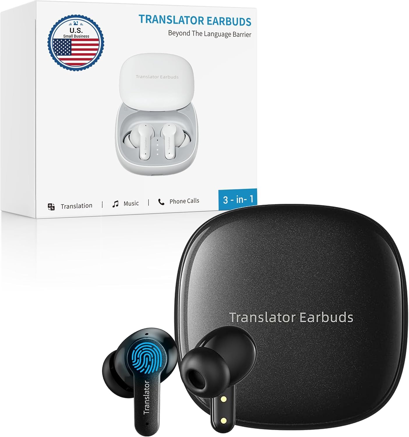 Anfier M3 AI Translation Earbuds Real Time, Language Translator Device in 144 Languages, 3-in-1 Offline Two-Way Audífonos Traductores, Live Translate Headphones, No Subscription Required (Black)