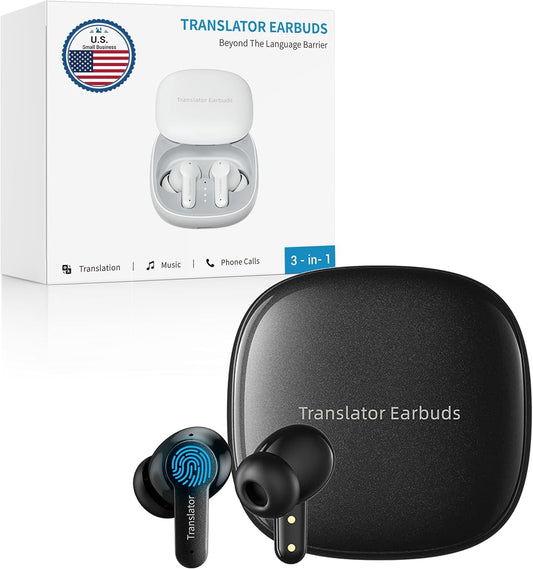 Anfier M3 AI Translation Earbuds Real Time, Language Translator Device in 144 Languages, 3-in-1 Offline Two-Way Audífonos Traductores, Live Translate Headphones, No Subscription Required (Black)