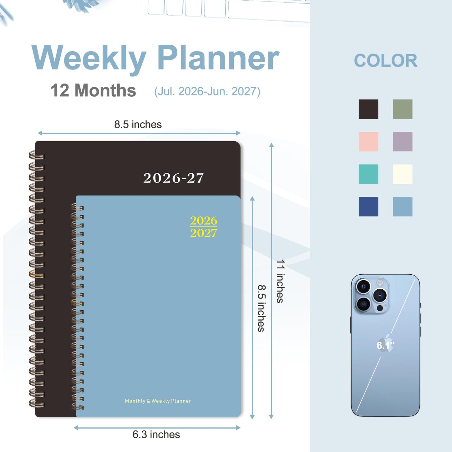 Planner 2026-2027, Weekly and Monthly Academic Planner, July 2026 - June 2027, Hardcover Calendar Agenda Book for School Year Planning, School Supplies for Teacher and Student, A5(6.3'' x 8.5'')