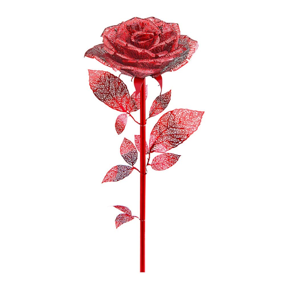 Piececool 3D Metal Puzzles Rose Flower Model Kits, Artificial Fake Flowers Metal Building Kit DIY 3D Puzzle for Adults, for Father Mothers Valentines Day, 15Pcs