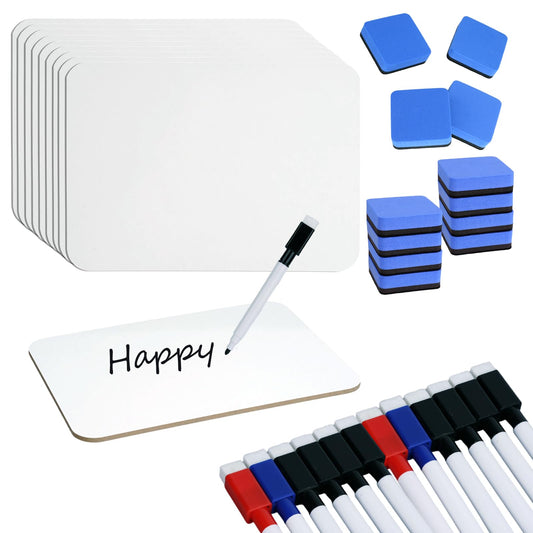12 Sets Dry Erase Board 5'' x 7'' Mini White Boards Double Sided Small Whiteboard with Whiteboard Eraser and Marker Pens for Office Supplies Teacher Gifts