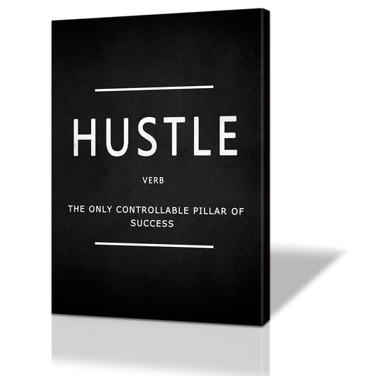 Hustle Wall Art Motivational Quotes Wall Art Decor for Office Bedroom Artwork Framed and Ready to Hang(12×18inch)