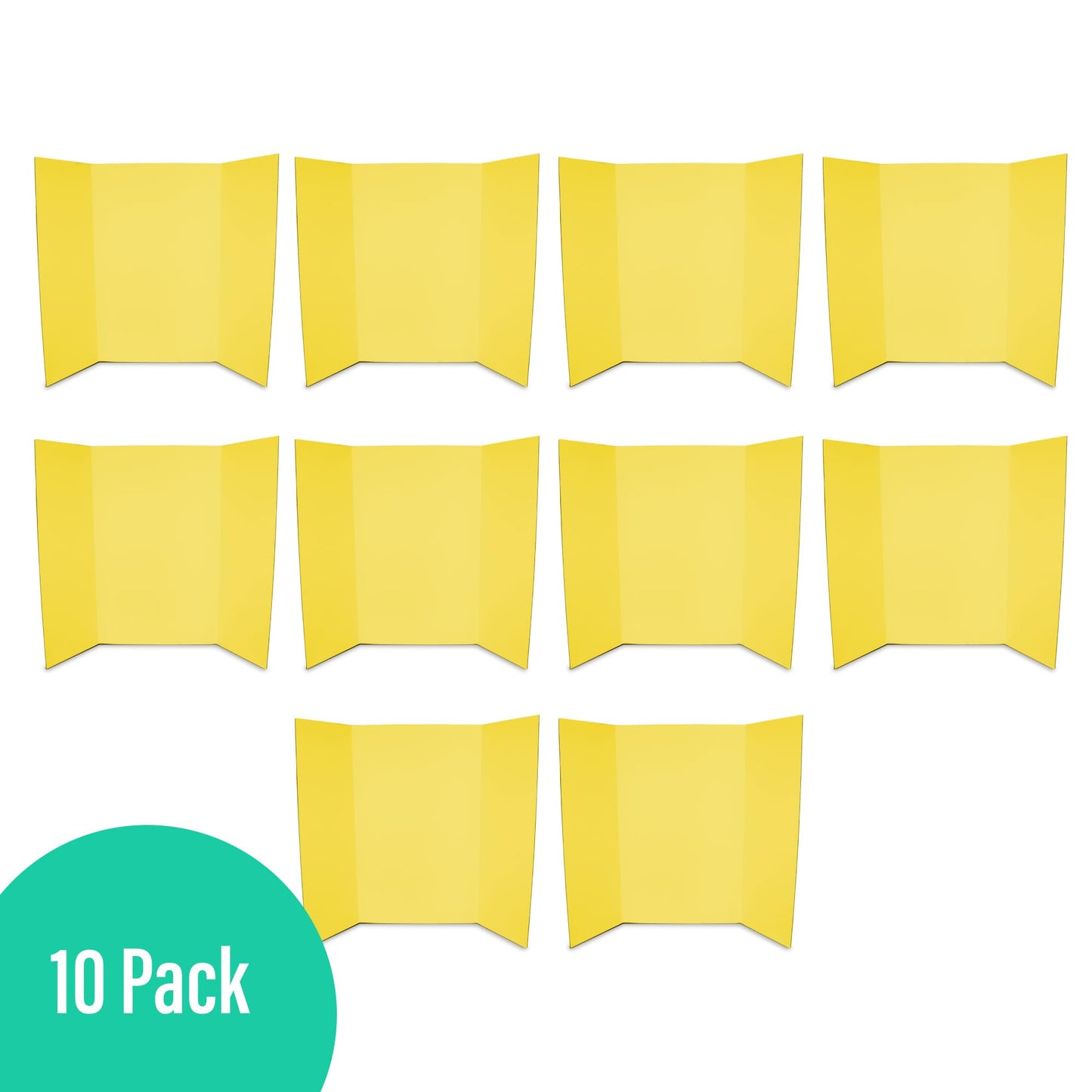 Flipside Products 36” x 48” Project Boards for Presentations, Science Fair, School Projects, Event Displays and Trifold Picture Board, Proudly Made in USA - Yellow - 10 Pack