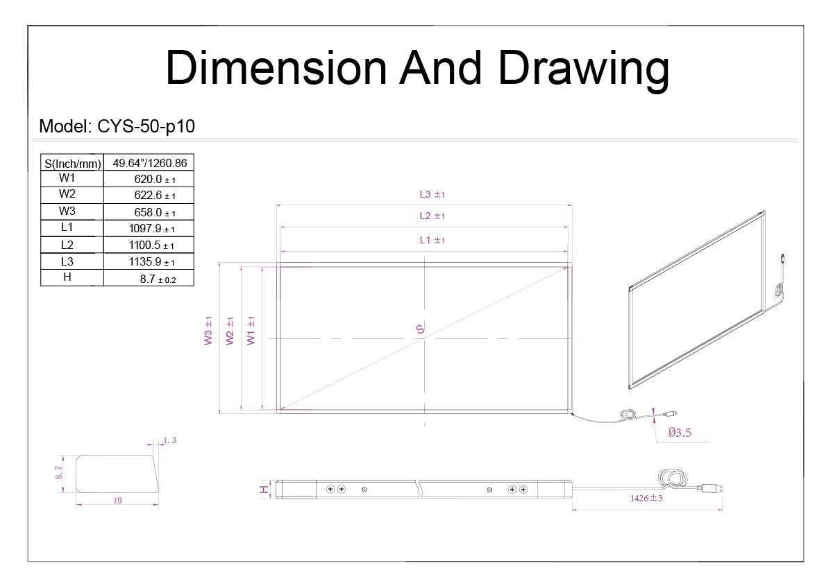 Chengying 50 inch 10 Point Multi-Touch Infrared Touch Frame, ir Touch Panel, Infrared Touch Screen Overlay