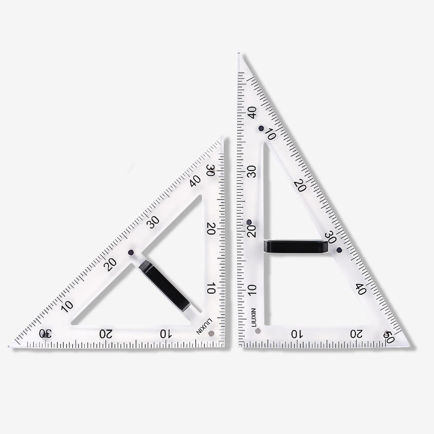 Magnetic Geometry Tool, Protractor, Triangle Rulers Easy Attachment Blackboard Measurement Kit, Teacher Board Protractor Multi-Purpose Kit Large (Transparent-2pc)