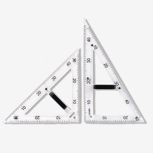 Magnetic Geometry Tool, Protractor, Triangle Rulers Easy Attachment Blackboard Measurement Kit, Teacher Board Protractor Multi-Purpose Kit Large (Transparent-2pc)