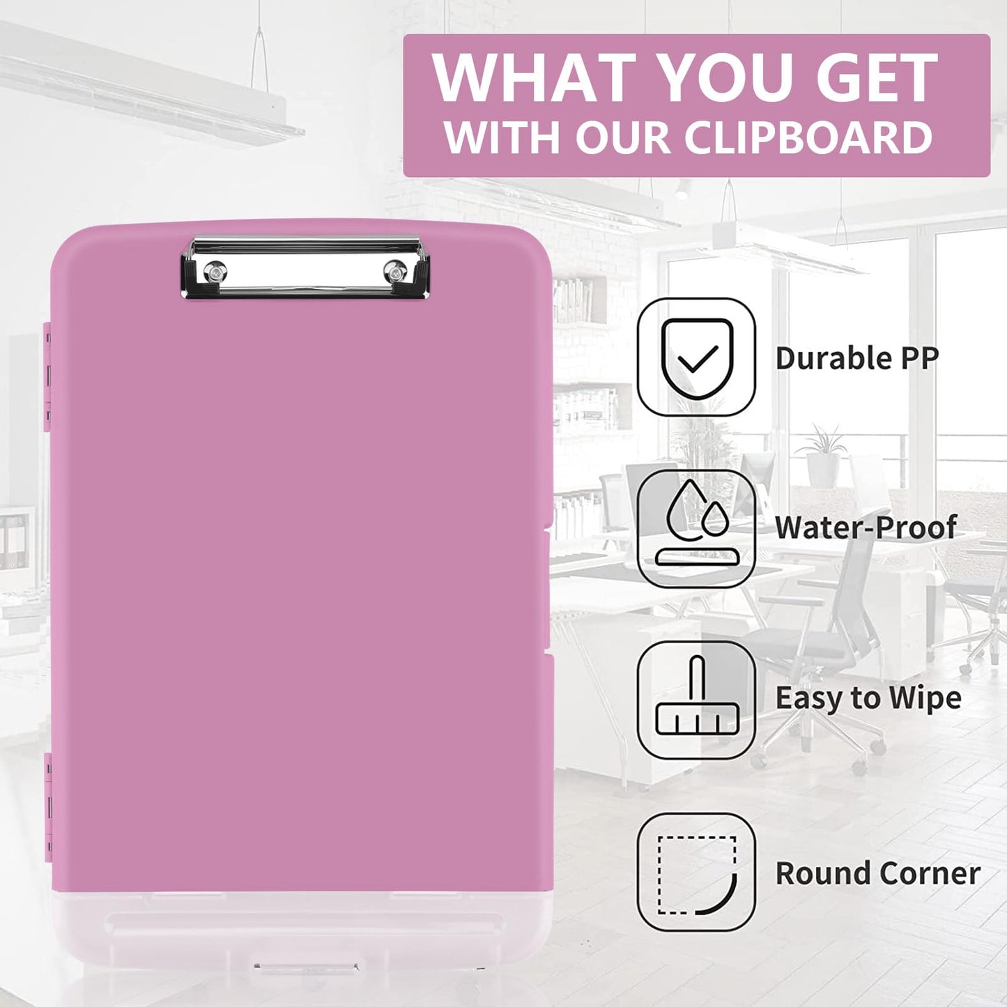 SFLHHDM Purple Clipboard with Storage, Clip Boards 8.5x11, Plastic Clipboard with Pen Holder, Teacher Clip Board, Clipboards Organizer for Women Teachers Work, School & Office Supplies