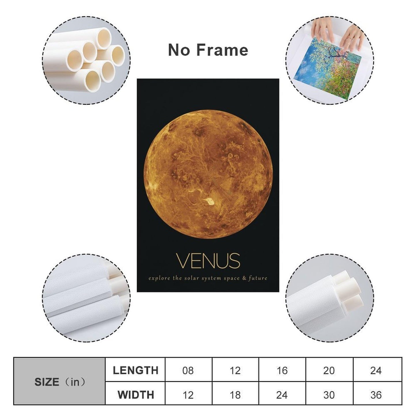 LGDSBHH Minimalist Venus Solar System Canvas Wall Art - Educational Space Planet Poster - Science Classroom & Kids Bedroom Decor - 12x18 Inch (Unframed)