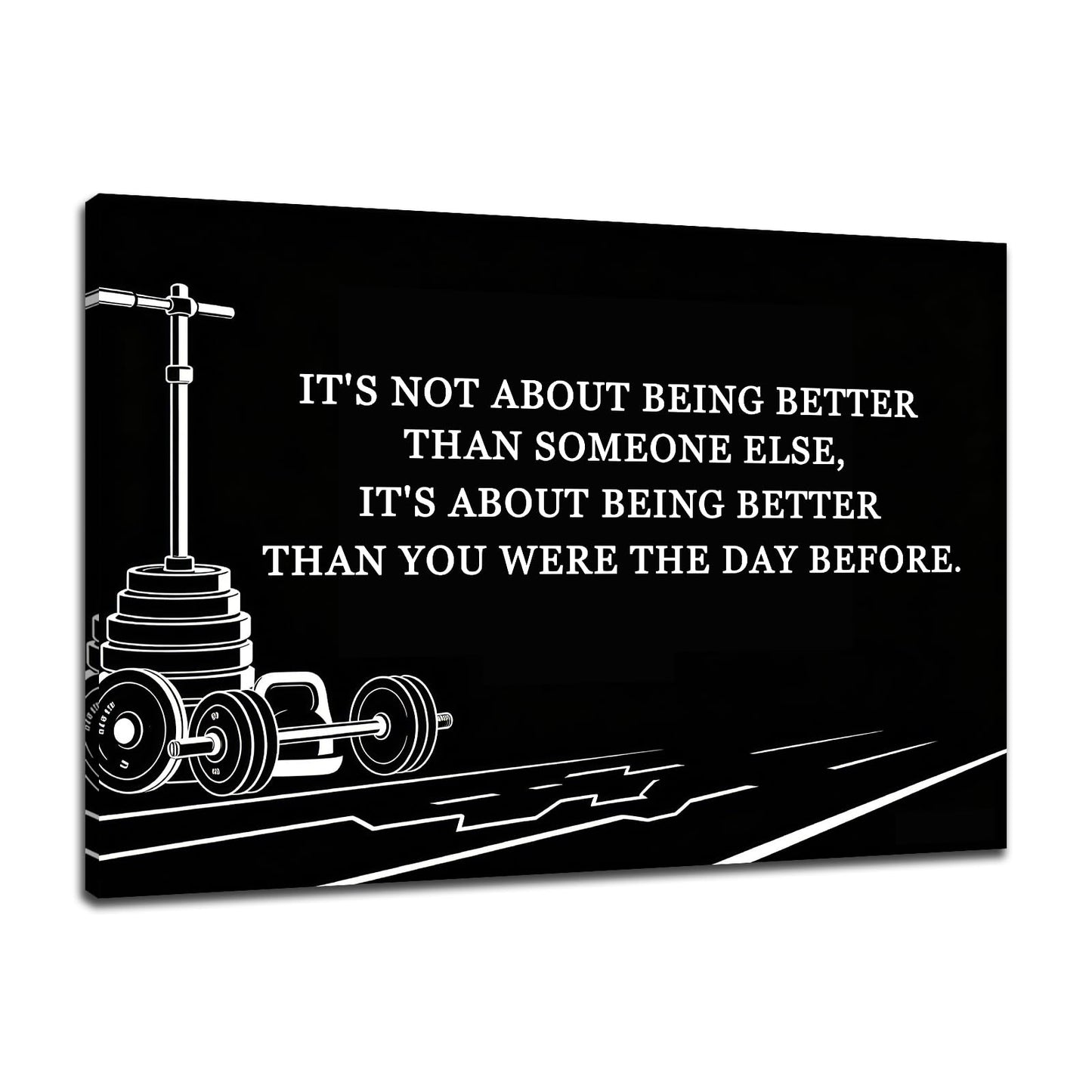 PSYYSP Motivational Gym Wall Art Decor, Better Than Yesterday Inspirational Fitness Quote Posters for Home Gym, Framed Canvas Print Workout Wall Decor for Men Athletes Office, 18x12 Inch
