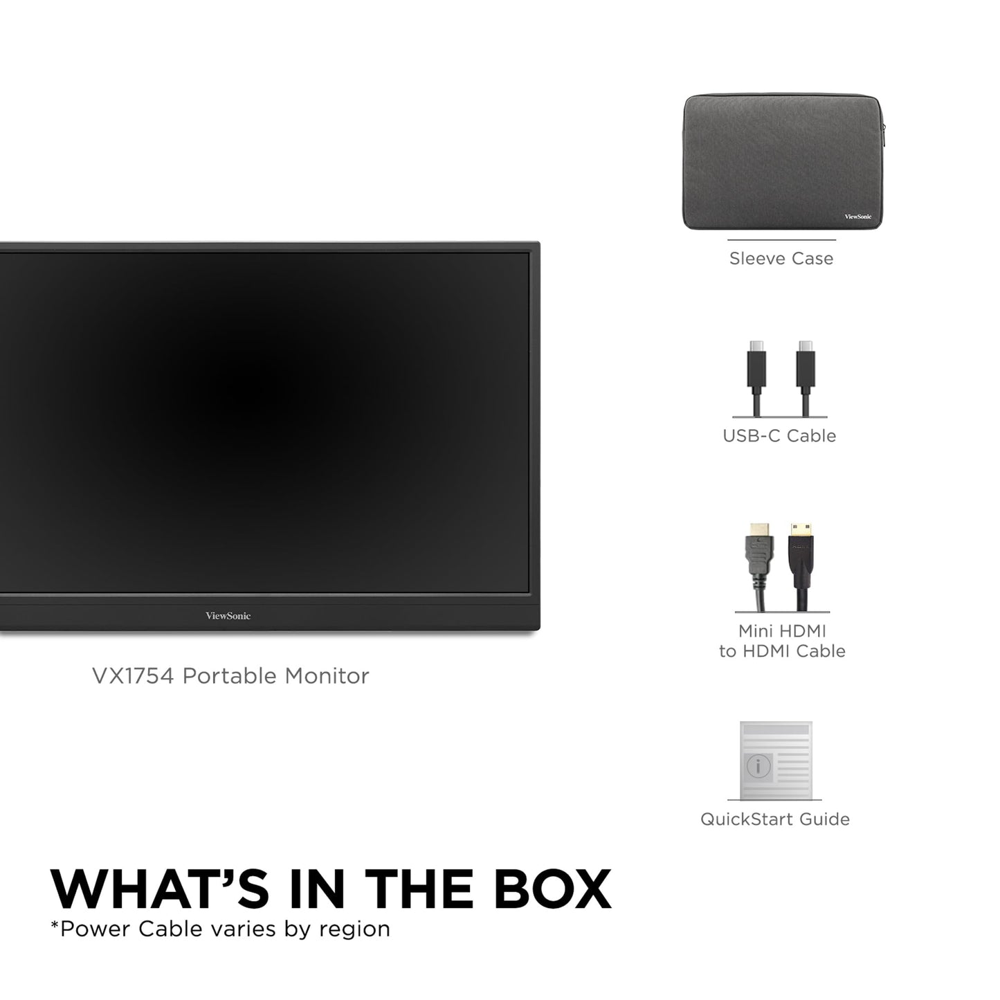 ViewSonic VX1754 17 Inch 1080p Portable Gaming Monitor, IPS Display with 144Hz for Second Screen Productivity and High-Speed Gameplay, Built-in Stand, 60W USB-C, and Mini HDMI Inputs