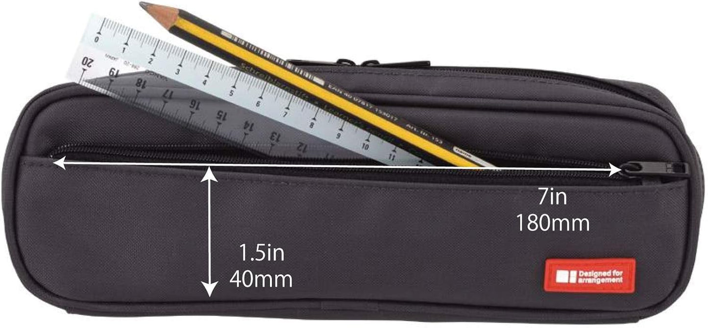 LIHIT LAB Large Capacity Zipper Long Pencil Case For School Office College, Big Capacity Pencil Bag Holder Adults Teen Boys Girls, Travel Cosmetics Storage, Coral (A7552-103)
