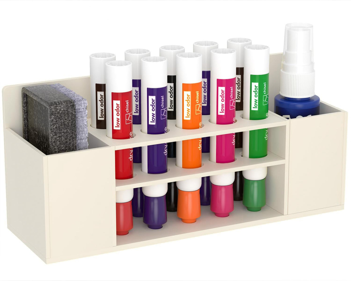 HBlife Acrylic Dry Erase Marker Holder Wall Mount, 10 Slots Whiteboard Marker Holder for Office, School and Home, Marker, Eraser and Whiteboard Cleaner Not Included, Beige