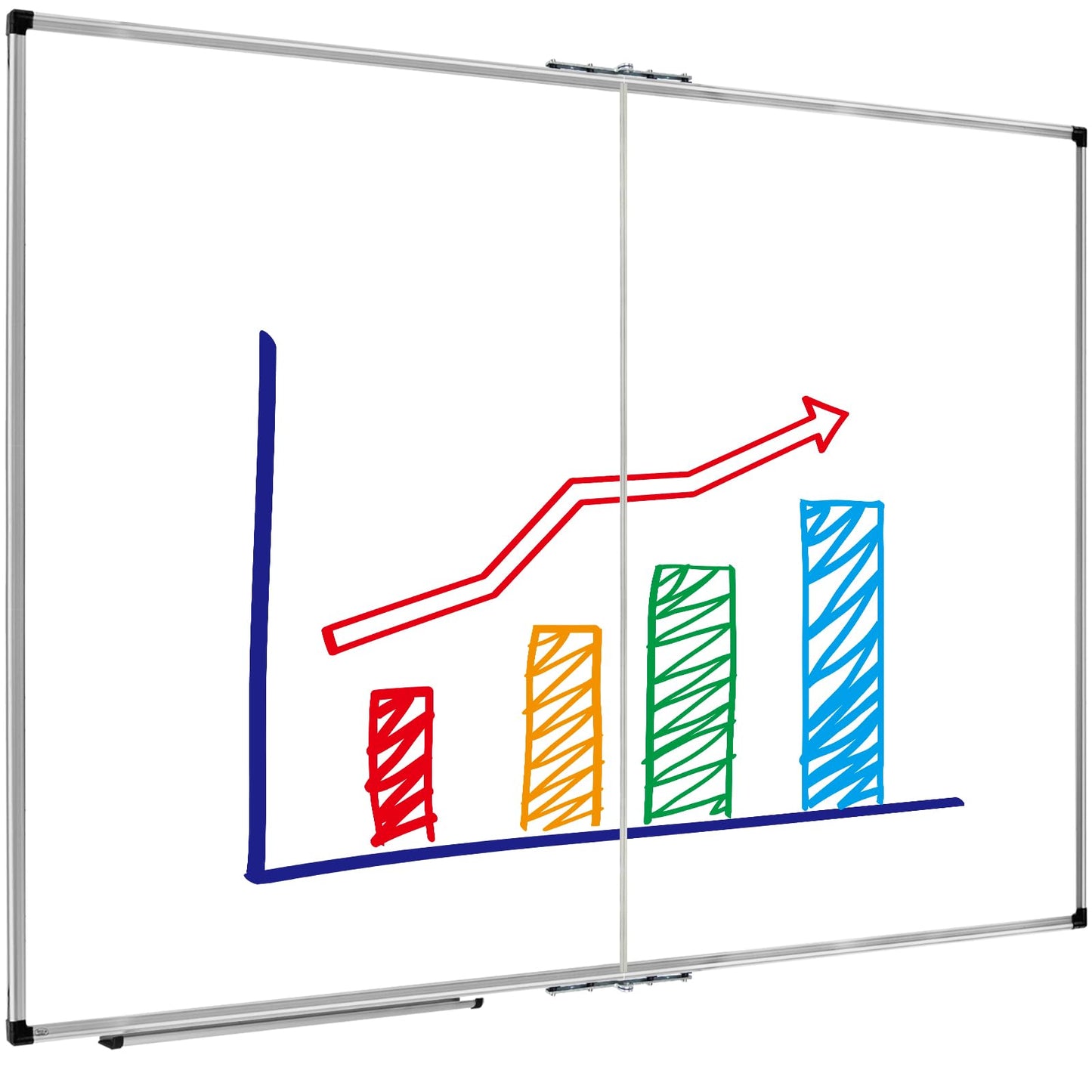XBoard Magnetic Whiteboard 60 x 48 Inch, Dry Erase Board for Wall with Silver Aluminum Frame Foldable Presentation Board