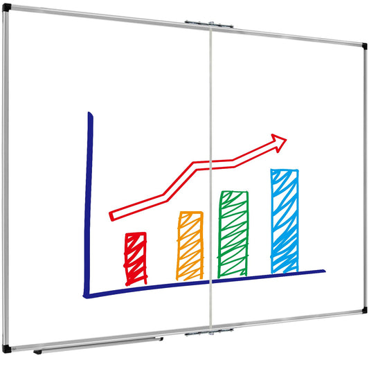 XBoard Magnetic Whiteboard 60 x 48 Inch, Dry Erase Board for Wall with Silver Aluminum Frame Foldable Presentation Board