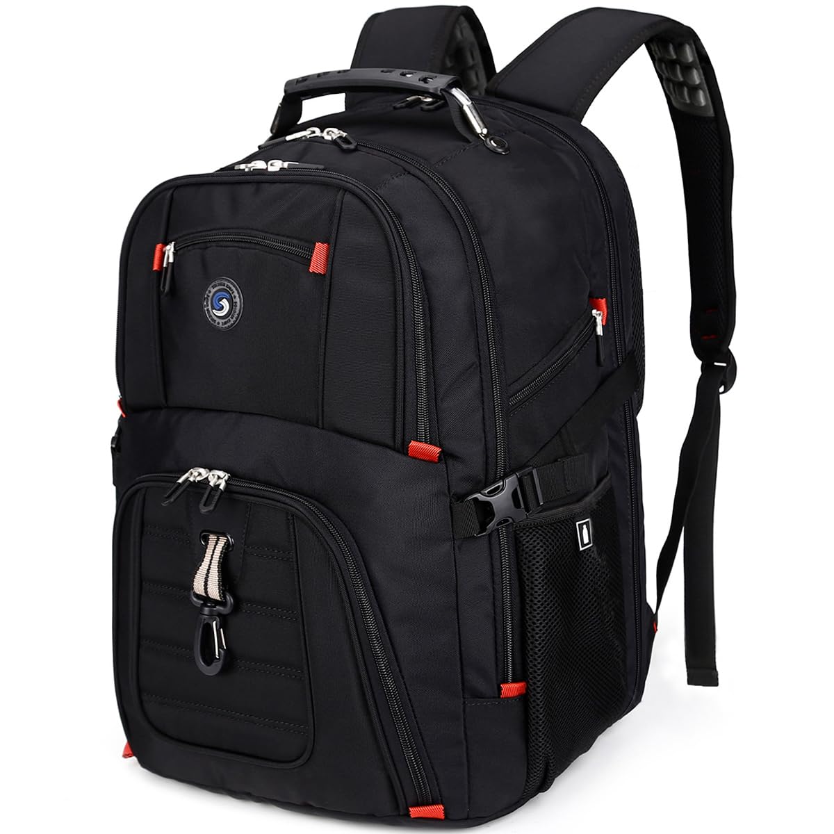 SHRRADOO Extra Large 50L Travel Laptop Backpack with combination lock, College Backpack Airline Approved Business Work Bag Fit 17 Inch Laptops for Men Women,Black