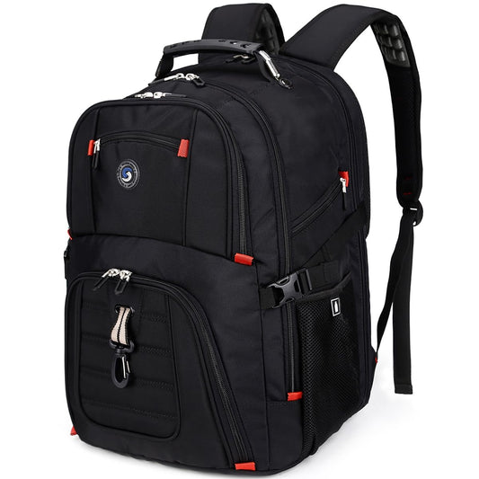 SHRRADOO Extra Large 50L Travel Laptop Backpack with combination lock, College Backpack Airline Approved Business Work Bag Fit 17 Inch Laptops for Men Women,Black
