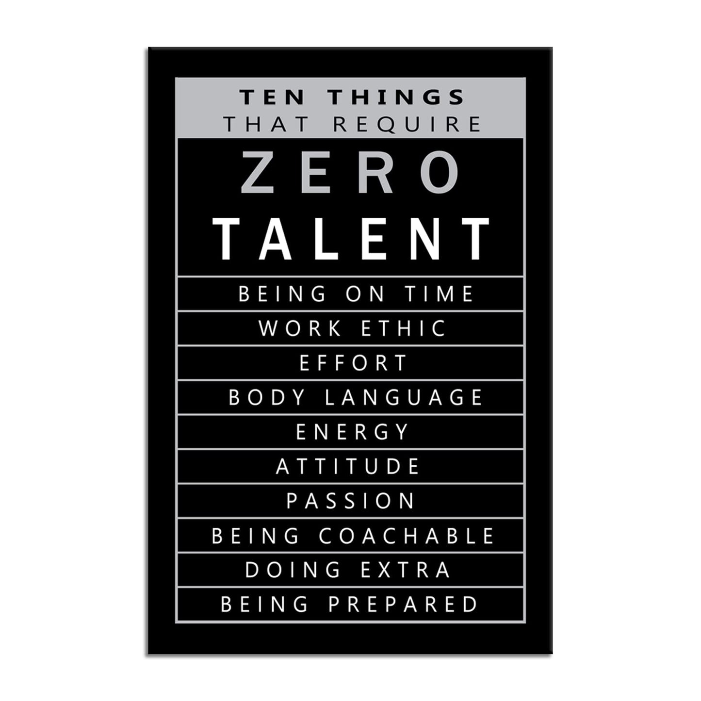 Inspirational Framed Canvas Wall Art Motivational Positive Entrepreneur Quotes Ten Things That Require Zero Talent Modern Home Office Decoration Artwork Paintings Stretch Ready to Hang[12" W X 18" H]