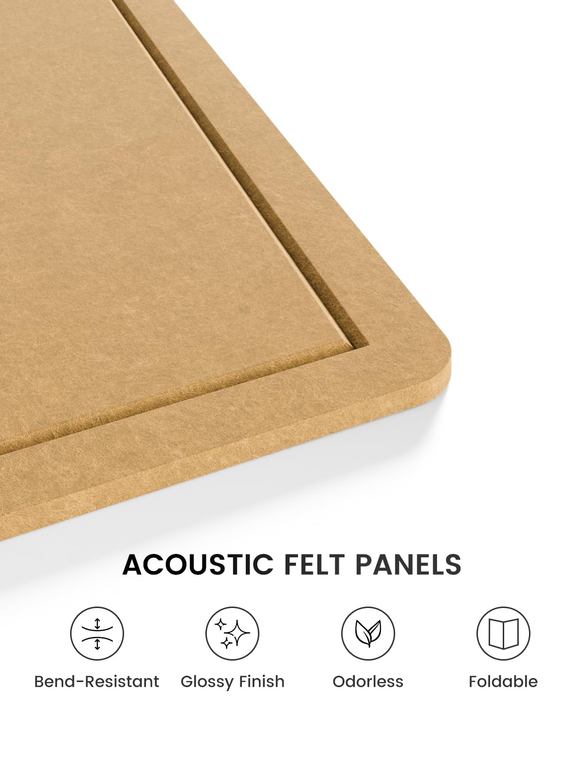 Fluxynara Bulletin Board,35.4" x 23.6" Cork Board Alternative with 12 Safe Removable Adhesive Tabs, Foldable Felt Pin Board for Home Office, Classroom, Bedroom,Entryway for Walls—Mustard Yellow