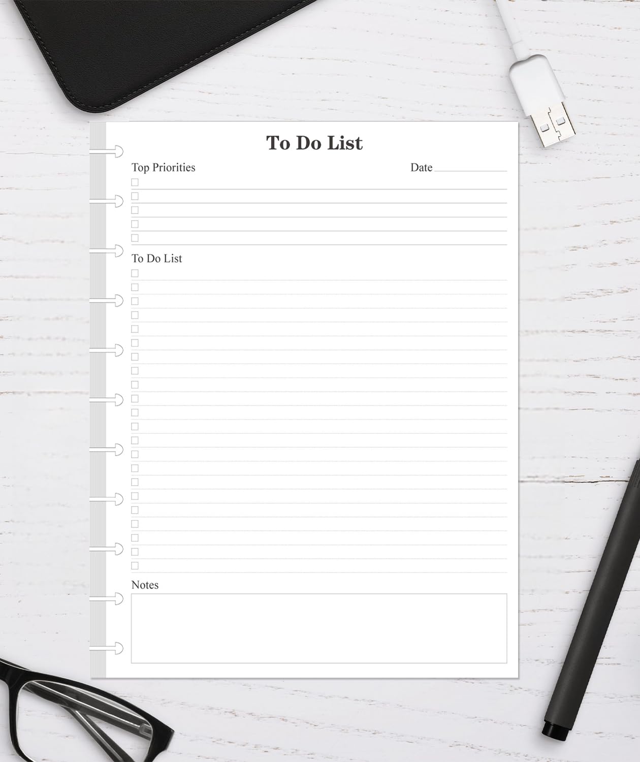 (2-Pack) Letter Size TUL Discbound To Do List Refills, 11 Disc Daily Planner Insert, 200Sheets / 400Pages To Do Paper, 100gsm White Paper, 8.5'' x 11''
