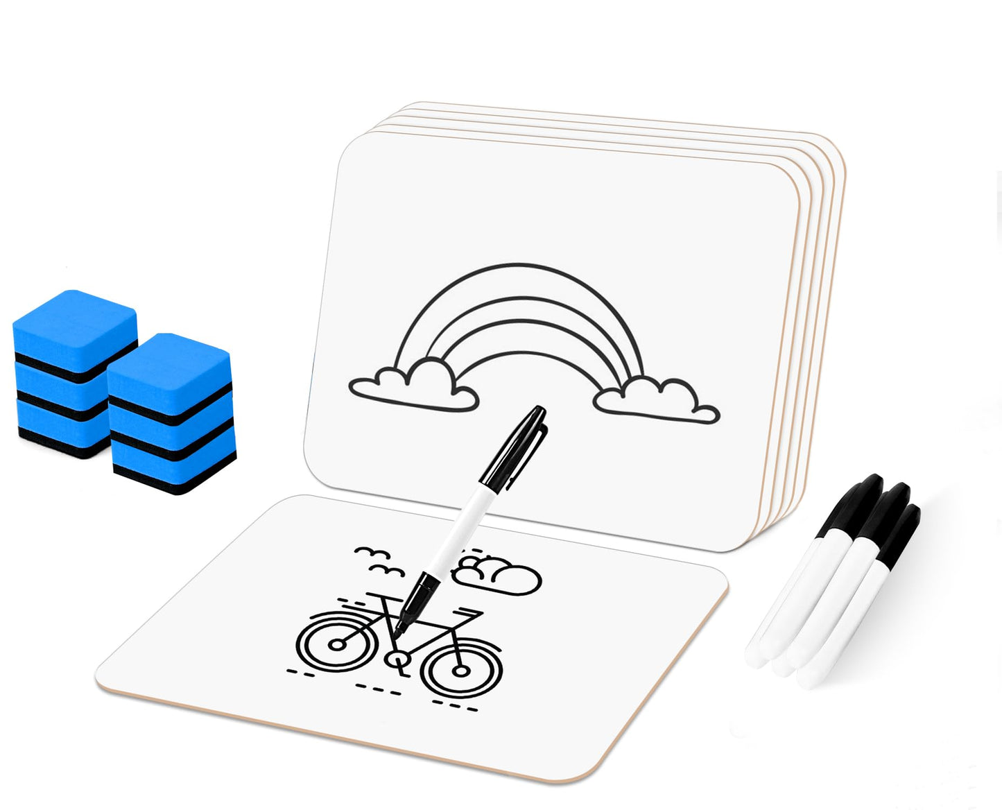 Dry Erase LapBoards, PANDRI 6 Pack Double Sided 12.5 x 9 Inch Whiteboards with 6 Erasers and 6 Markers, Dry Erase Boards for Office Students Classroom Teacher Supplies