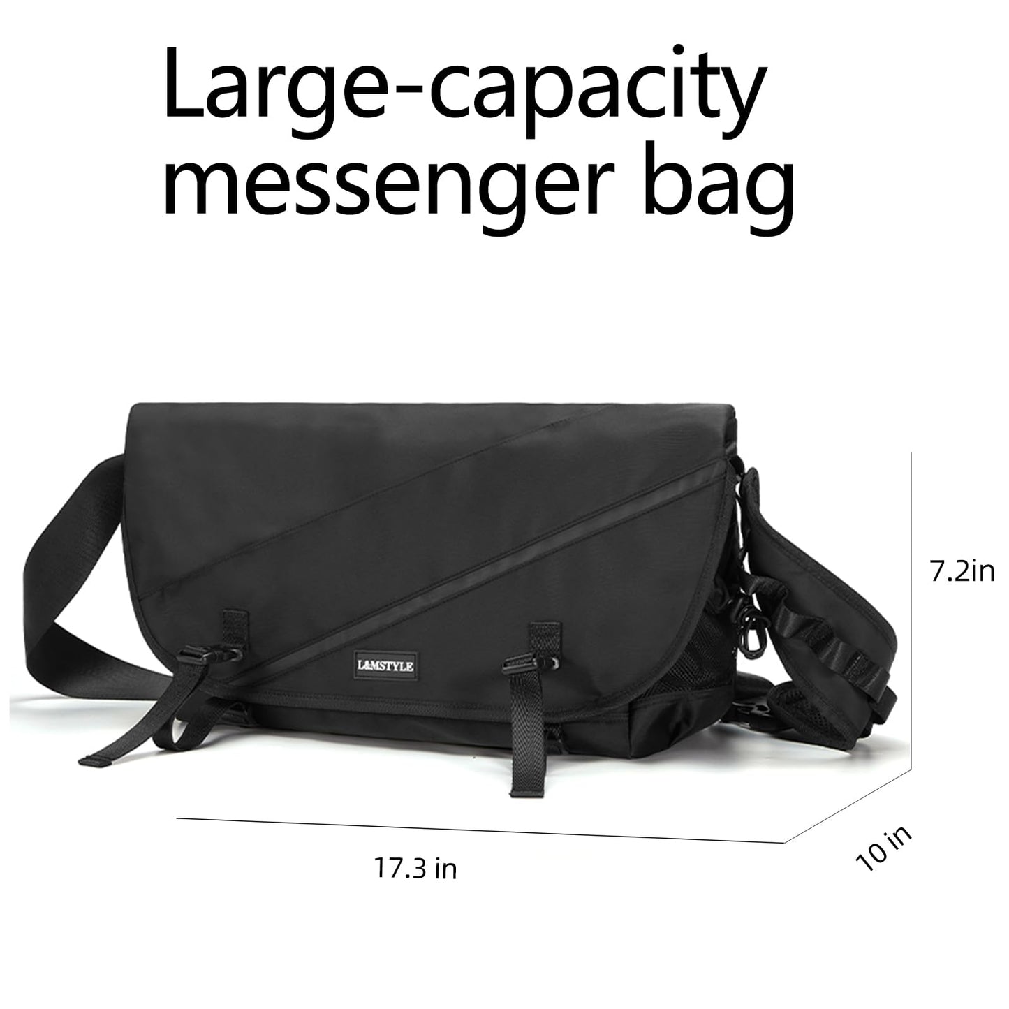 NBAGPEACKI Messenger bag Men's Lightweight Black Water-Repellent Crossbody Bag, Large Capacity EDC Sling with Multi-Pocket for Commute, Travel & Work (black)
