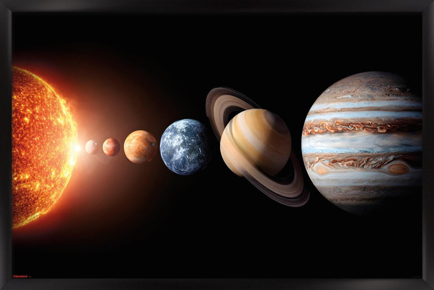 Science - Solar System Planets 26 Wall Poster, 34L" x 22.4W", Black Framed Version
