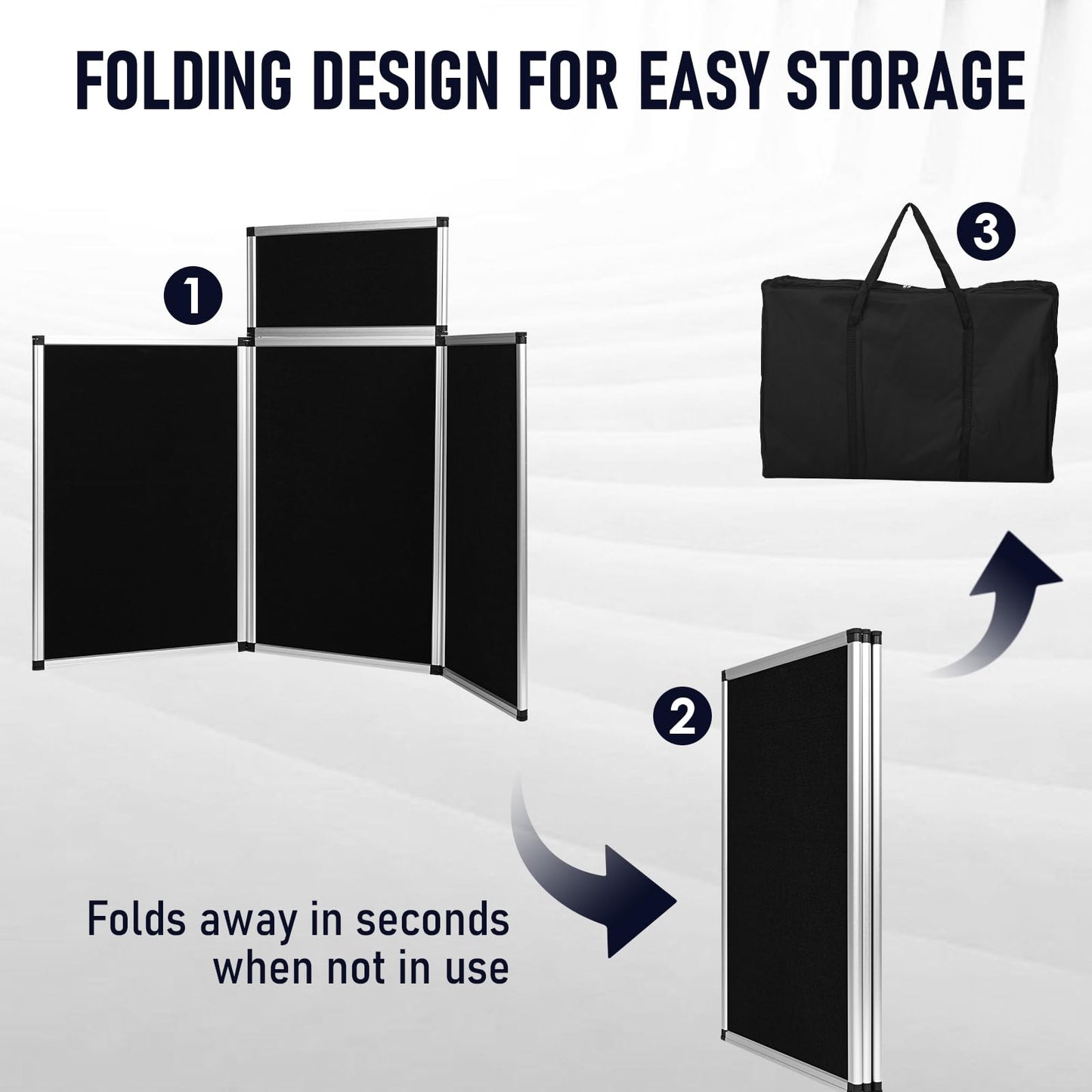 jxgzyy Trade Show Presentation Board 3+1 Panel Trifold Poster Board with Storage Bag Single Sided Art Display Panels Tabletop Folding Panel Display for School Workshop